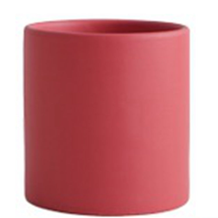 Nordic Industrial Style Colorful Ceramic Flowerpot Succulent Planter Green Plants Cylindrical Shape Flower Pot With Hole Tray Angelwarriorfitness.com