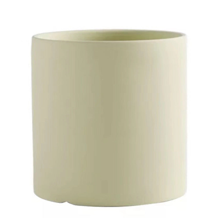 Nordic Industrial Style Colorful Ceramic Flowerpot Succulent Planter Green Plants Cylindrical Shape Flower Pot With Hole Tray Angelwarriorfitness.com