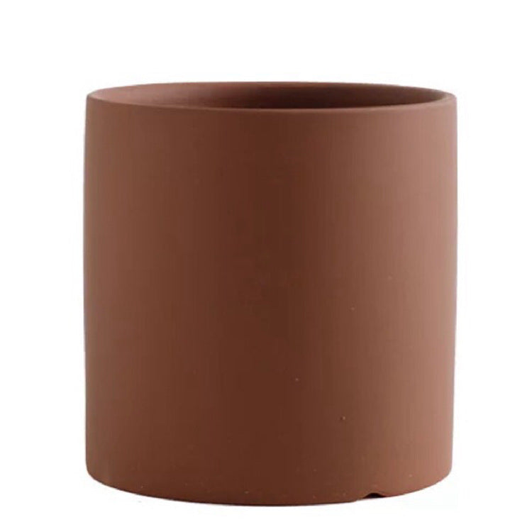 Nordic Industrial Style Colorful Ceramic Flowerpot Succulent Planter Green Plants Cylindrical Shape Flower Pot With Hole Tray Angelwarriorfitness.com