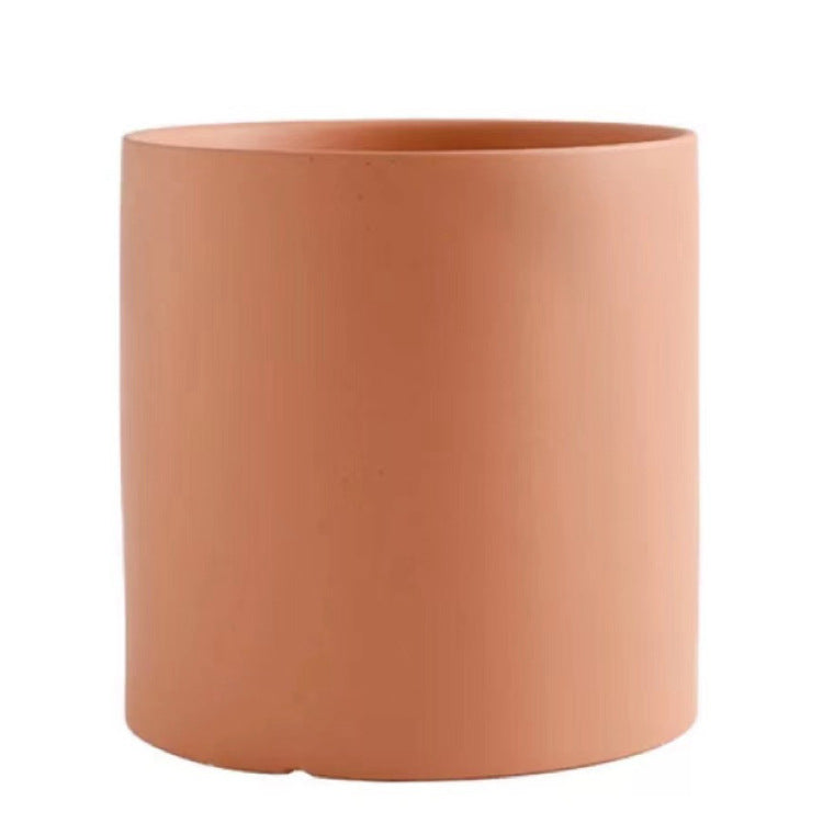 Nordic Industrial Style Colorful Ceramic Flowerpot Succulent Planter Green Plants Cylindrical Shape Flower Pot With Hole Tray Angelwarriorfitness.com
