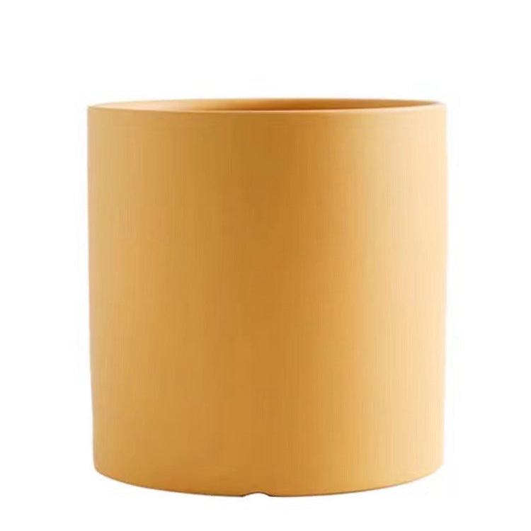 Nordic Industrial Style Colorful Ceramic Flowerpot Succulent Planter Green Plants Cylindrical Shape Flower Pot With Hole Tray Angelwarriorfitness.com