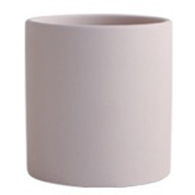 Nordic Industrial Style Colorful Ceramic Flowerpot Succulent Planter Green Plants Cylindrical Shape Flower Pot With Hole Tray Angelwarriorfitness.com