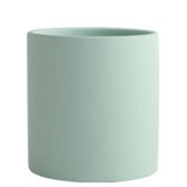 Nordic Industrial Style Colorful Ceramic Flowerpot Succulent Planter Green Plants Cylindrical Shape Flower Pot With Hole Tray Angelwarriorfitness.com