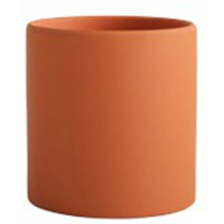 Nordic Industrial Style Colorful Ceramic Flowerpot Succulent Planter Green Plants Cylindrical Shape Flower Pot With Hole Tray Angelwarriorfitness.com