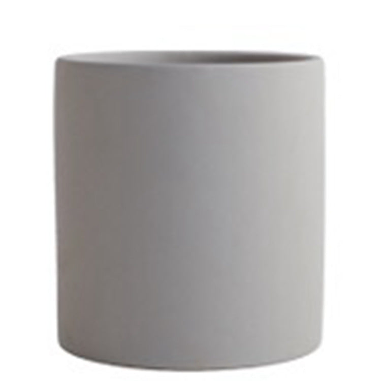 Nordic Industrial Style Colorful Ceramic Flowerpot Succulent Planter Green Plants Cylindrical Shape Flower Pot With Hole Tray Angelwarriorfitness.com