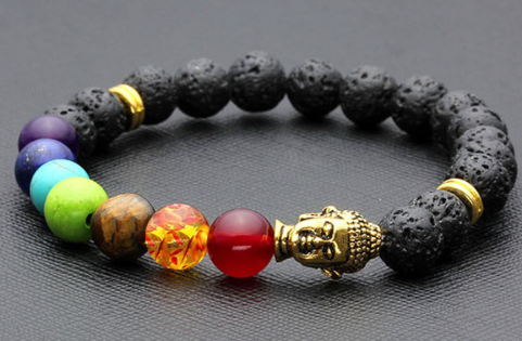 Jewelry Accessories 8mm Seven Chakra Yoga Volcanic Rock Buddha Head Bracelet Angelwarriorfitness.com