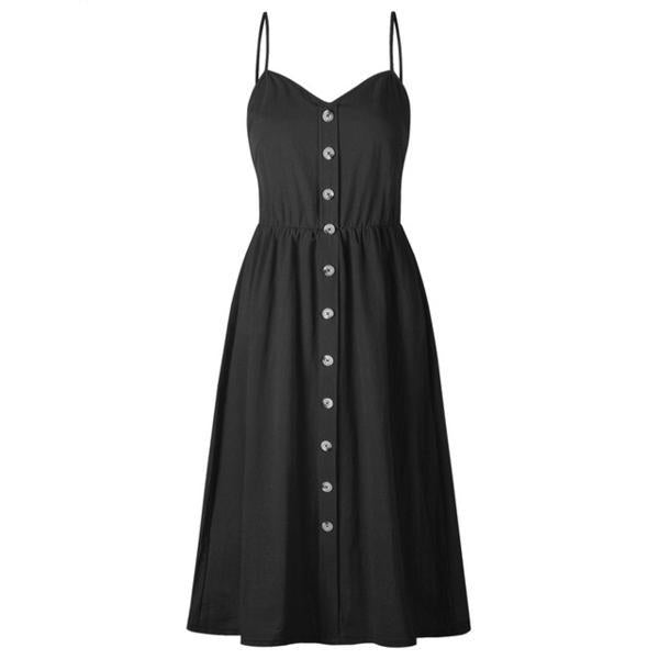 Sexy Suspender Button Pocket Halter Dress Angelwarriorfitness.com