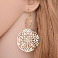 Womens Round Hollow Earrings Gold Filled Dangle Earrings Drop Earing Jewelry Angelwarriorfitness.com