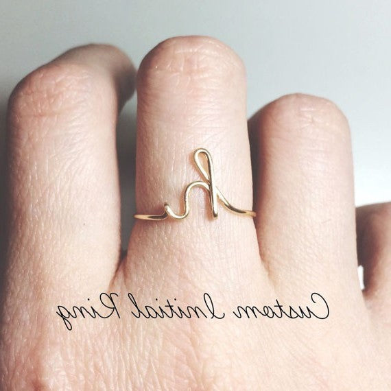 Unisex Gold Silver Color A-Z 26 Letters Initial Name Rings for Women Men Geometric Alloy Creative Finger Rings Jewelry Wholesale Angelwarriorfitness.com