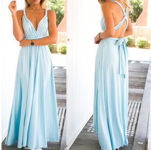 Women Bandage Convertible Boho Maxi Dress Angelwarriorfitness.com