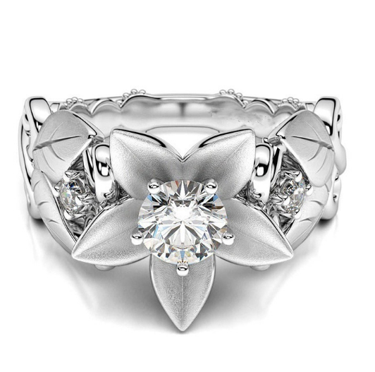 New hot rose flower engagement ring female models zircon ring creative branches ring jewelry Angelwarriorfitness.com