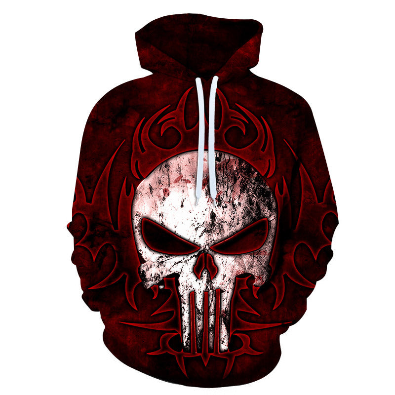 Blue Skull 3D Digital Printing Hoodie Pocket Pullover Sweater Men Angelwarriorfitness.com