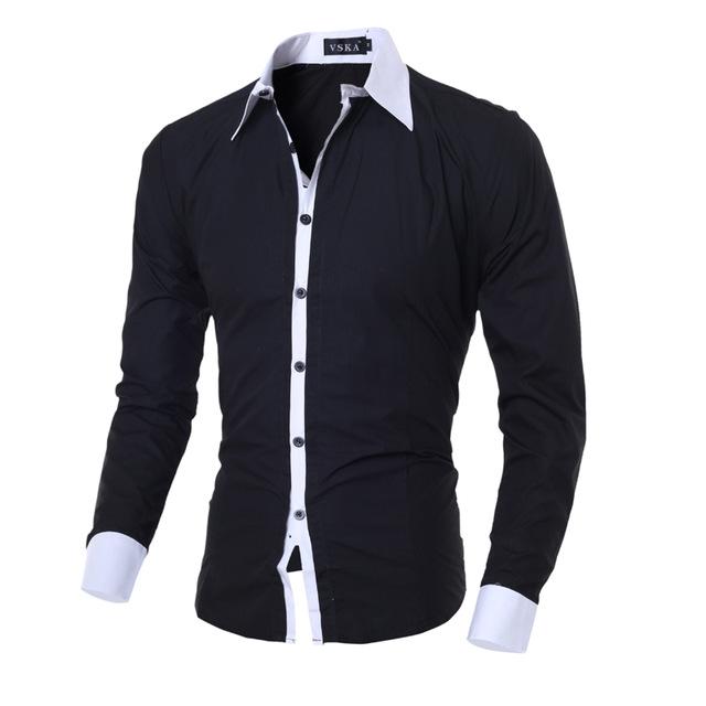Mens Casual Long Sleeve Slim Fit Shirts Angelwarriorfitness.com