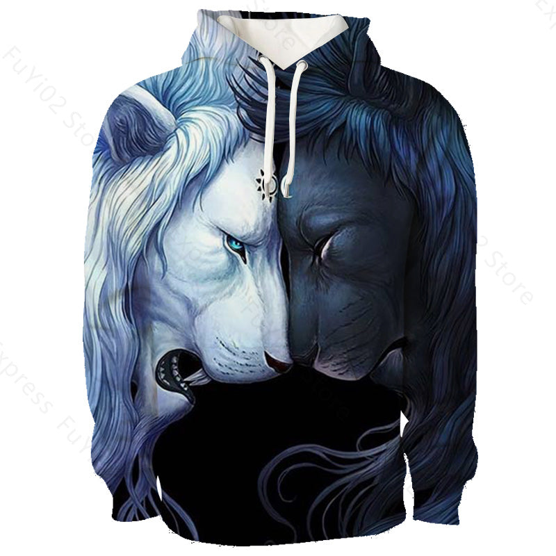 Animal 3d Wolf Pattern Hoodie Men And Women Sports Casual Wear Angelwarriorfitness.com