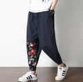 Cotton Harem Mens Pants Summer Male Casual Jogger Pants Floral Print Patchwork Baggy Loose Pants Trousers Angelwarriorfitness.com