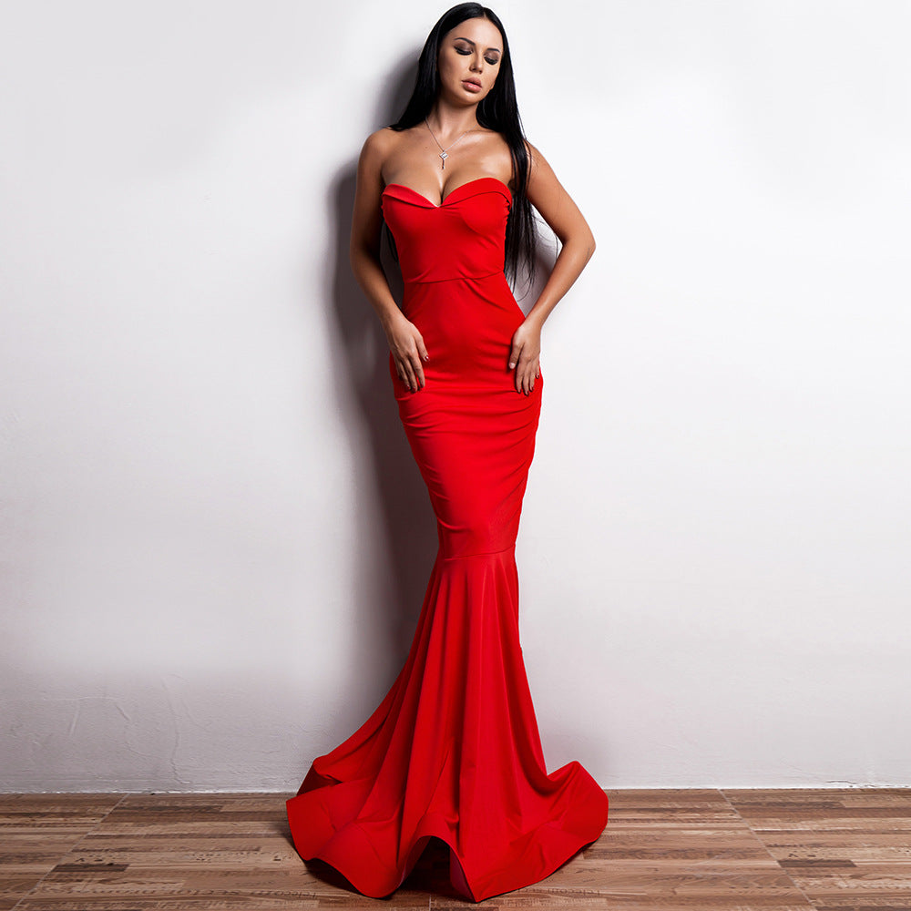 Off-the-shoulder tube top evening dress Angelwarriorfitness.com