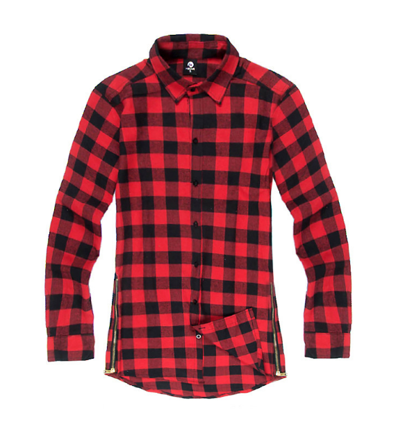 Mens Fashion Hip Hop Shirts Streetwear Urban Clothing Hiphop Men Clothes Plaid Zipper Shirt Angelwarriorfitness.com