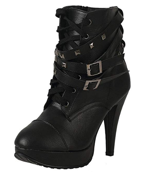 Women's Rivet Mid-Tube Calf High-Heel Martin Boots Platform Boots Angelwarriorfitness.com