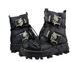 Men's Cowhide Genuine Leather Motorcycle Boots Military Combat Boots Gothic Skull Punk Boots Angelwarriorfitness.com