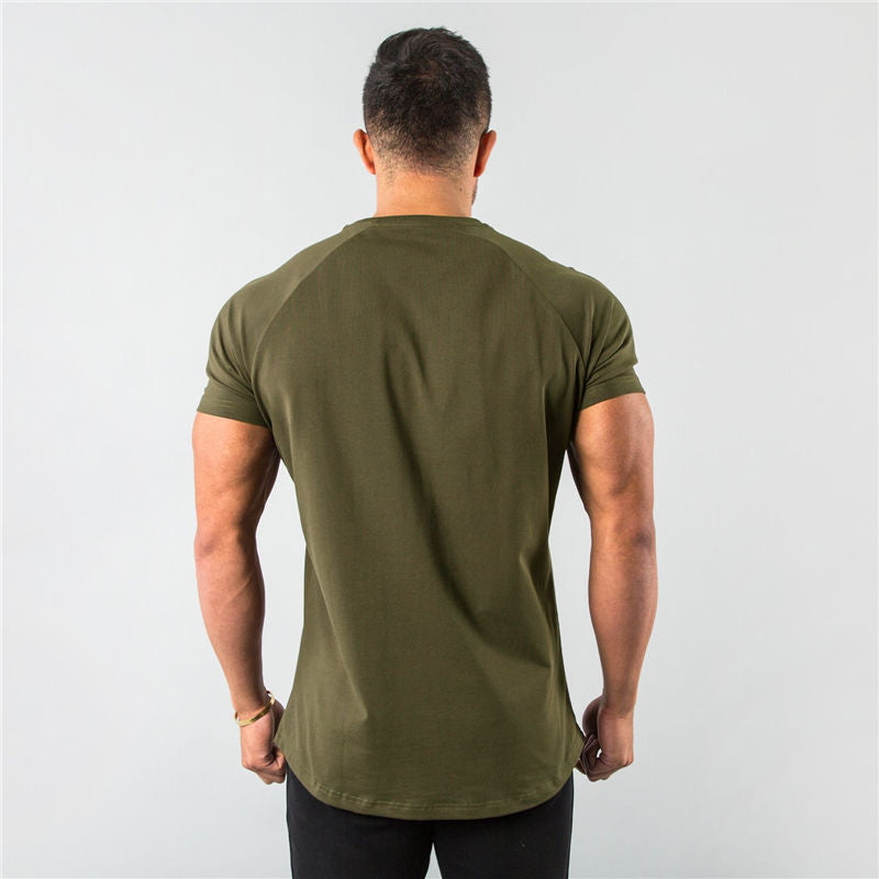 Muscular Male Brothers Workout Clothes Short-sleeved Stretch Slim Fit Angelwarriorfitness.com