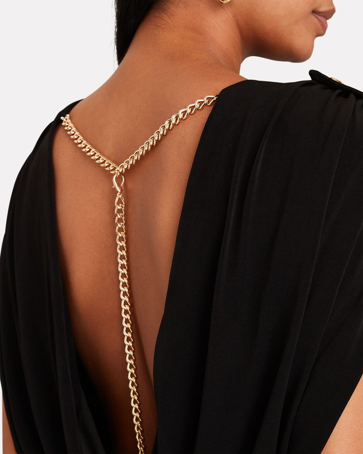 Plunge Back Cut Sleeve Chain Slit Dress Angelwarriorfitness.com