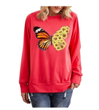 Autumn new butterfly butterfly print ladies sweater Angelwarriorfitness.com