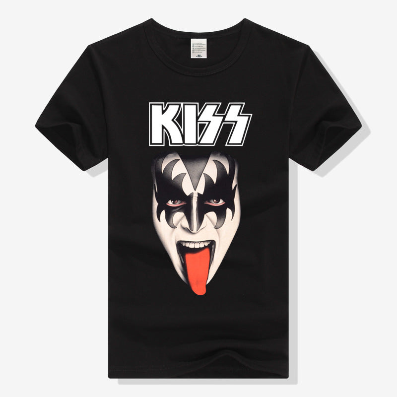 Music KISS Band Short Sleeve T-shirt Heavy Metal European And American Rock Band Angelwarriorfitness.com