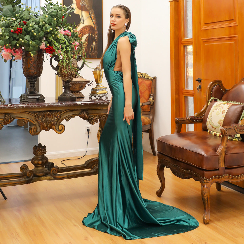V-neck party dress long dress Angelwarriorfitness.com