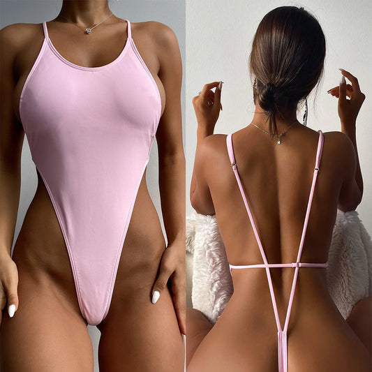 Fashion One-piece Swimsuit Women's Triangle Solid Color Angelwarriorfitness.com