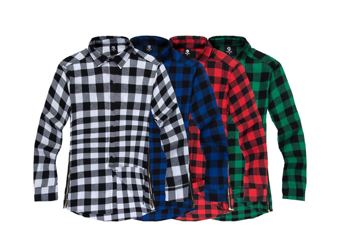 Mens Fashion Hip Hop Shirts Streetwear Urban Clothing Hiphop Men Clothes Plaid Zipper Shirt Angelwarriorfitness.com