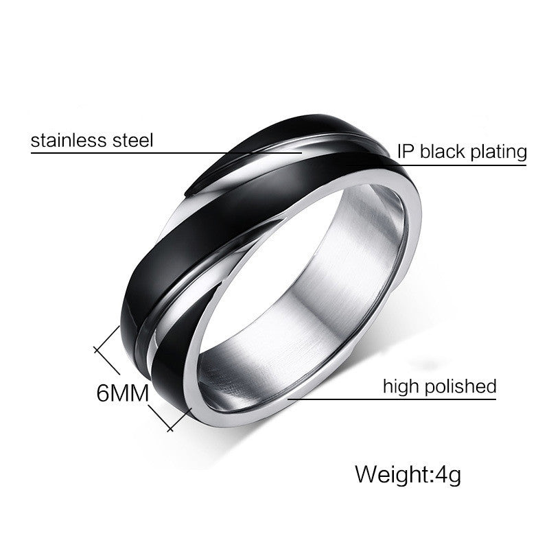 Black Titanium Steel Twill Men's Ring Angelwarriorfitness.com