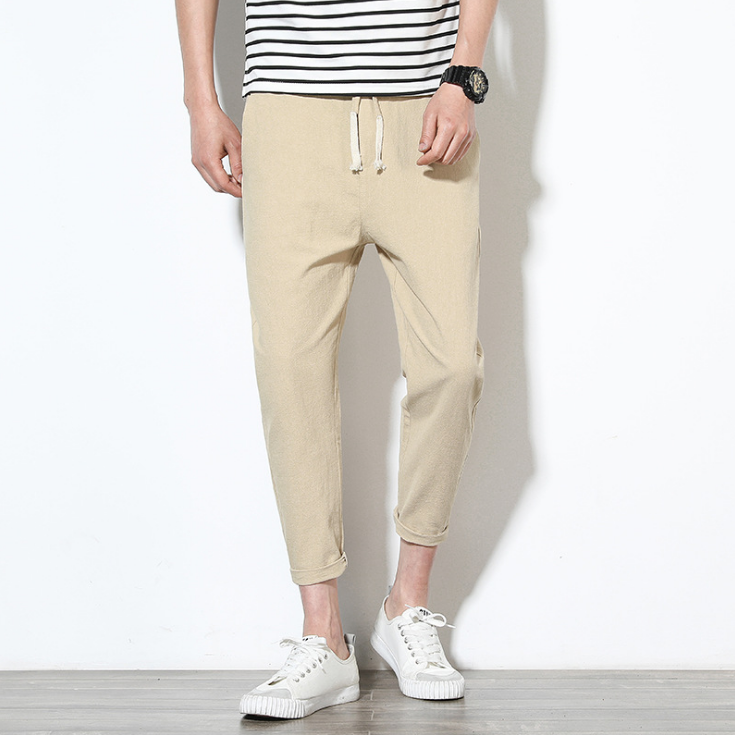 Summer men's pants pants linen Korean trend loose casual pants feet cotton Mahal pants men's pants Angelwarriorfitness.com