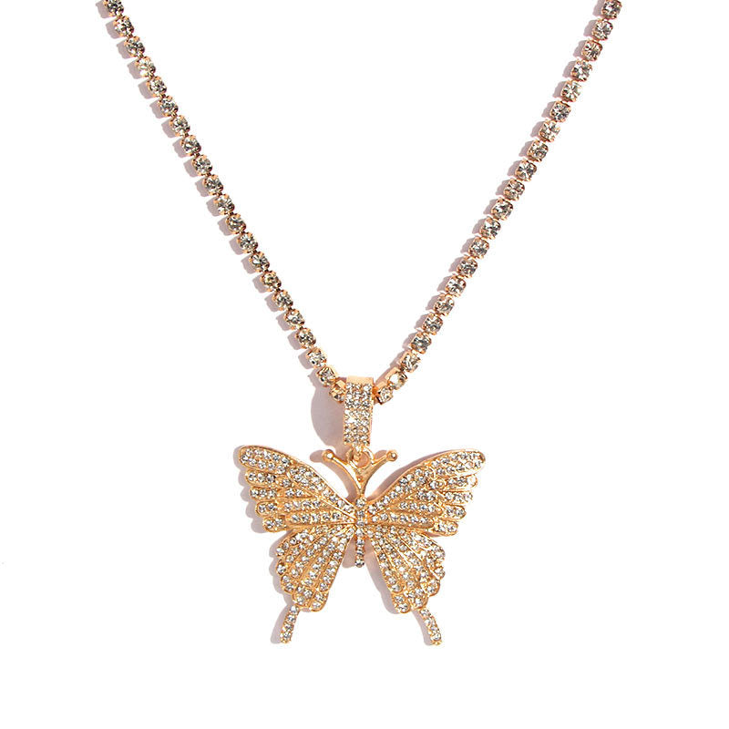 Rhinestone butterfly necklace Angelwarriorfitness.com