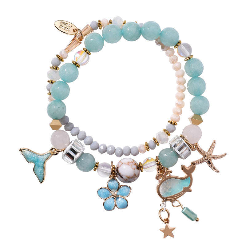 Whale tail bracelet double elastic personality retro flower starfish national wind jewelry Angelwarriorfitness.com