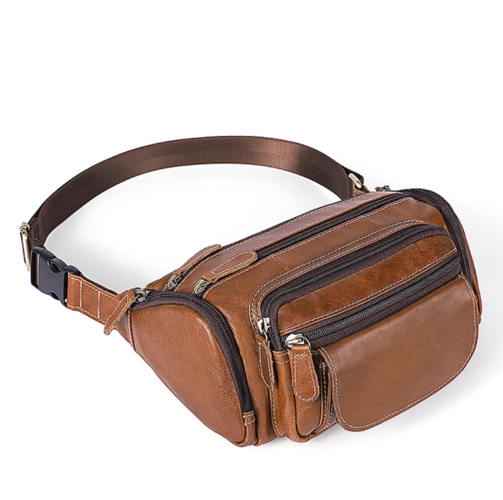 Men's waist bag with leather on the top Angelwarriorfitness.com