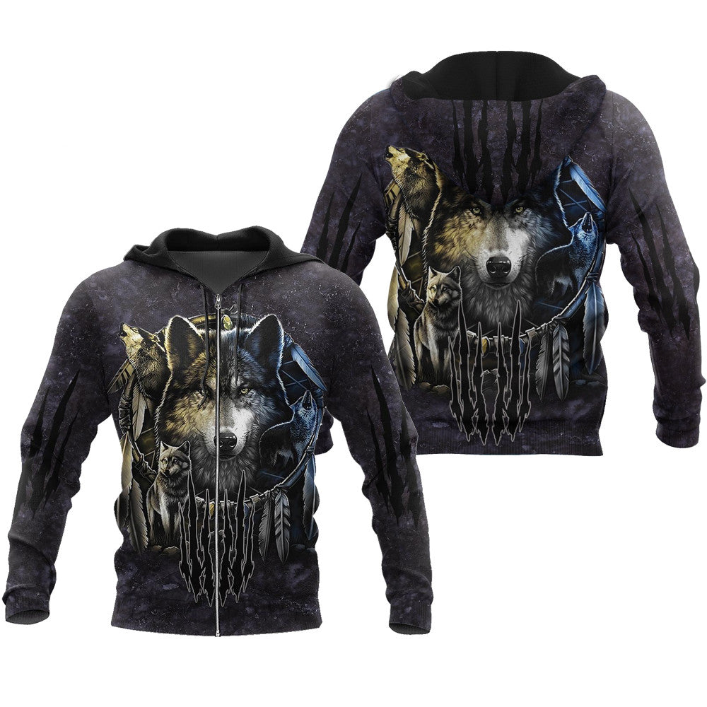 Darkness Dreamcatcher Wolf 3D Printed Men Hoodies Sweatshirt Angelwarriorfitness.com