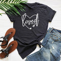 Women's fashion tops loved casual round neck letters Angelwarriorfitness.com