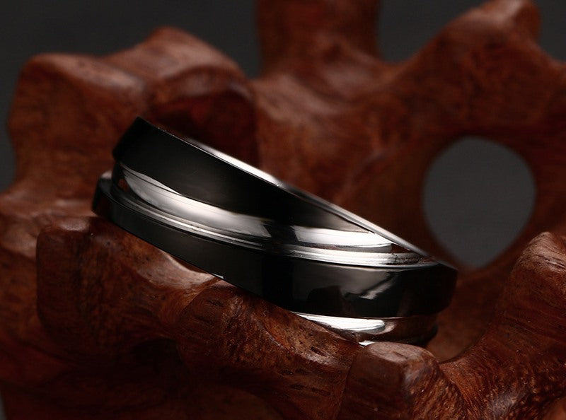 Black Titanium Steel Twill Men's Ring Angelwarriorfitness.com