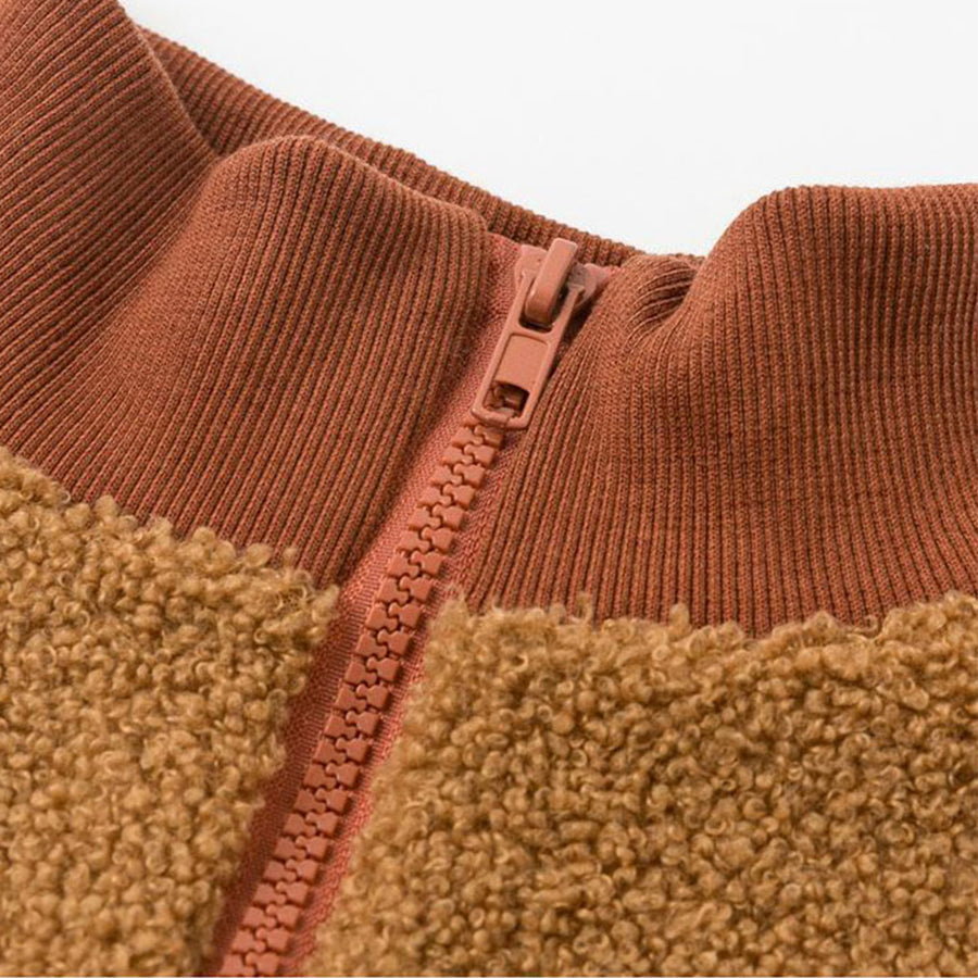Teddy cashmere stitching zipper sweater Angelwarriorfitness.com