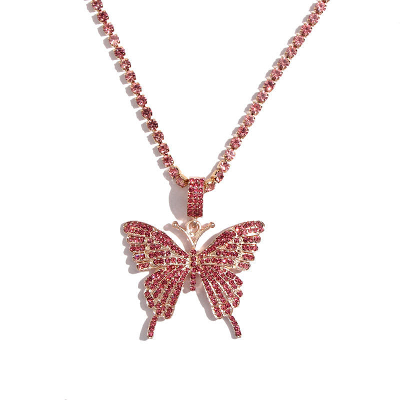 Rhinestone butterfly necklace Angelwarriorfitness.com