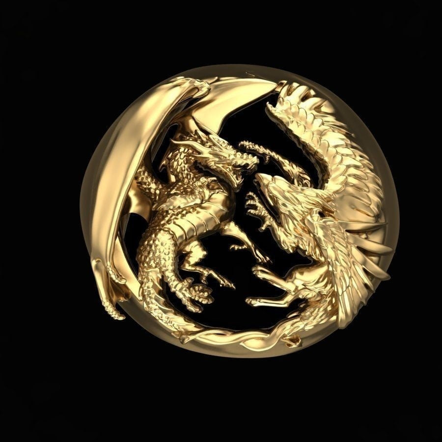 Golden Western Dragon Ring Angelwarriorfitness.com