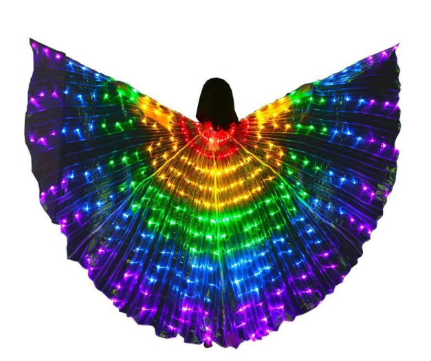 LED Butterfly Wings Halloween Stage Performance Props Women Dance Prop DJ LED Dance Wings Light Up Wing Costume  Dance Wings Rainbow Colors With Stick Angelwarriorfitness.com