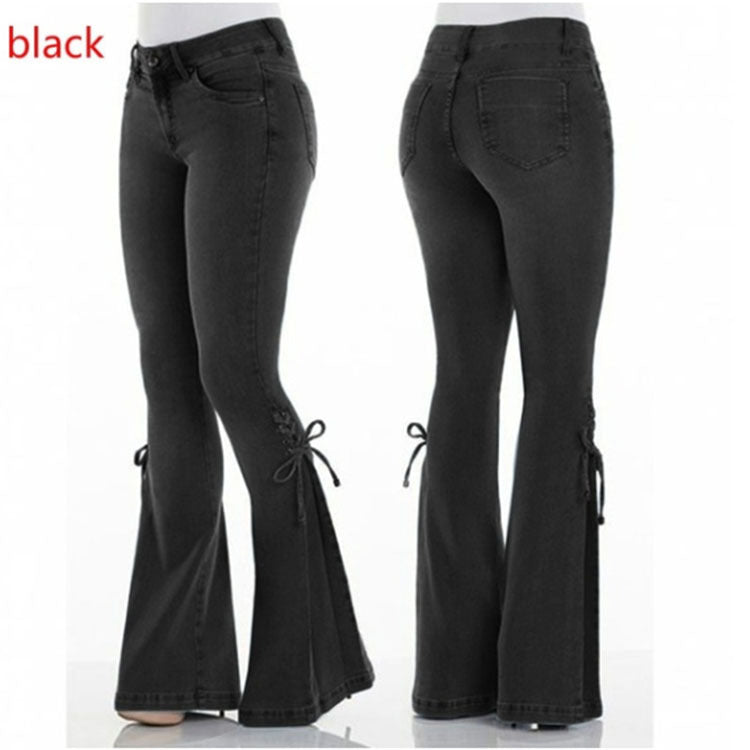 Ladies jeans mid-waisted denim trousers stretch jeans Angelwarriorfitness.com