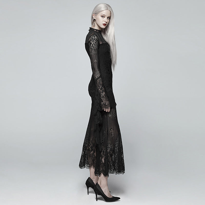 Gothic lace long sleeve dress Angelwarriorfitness.com