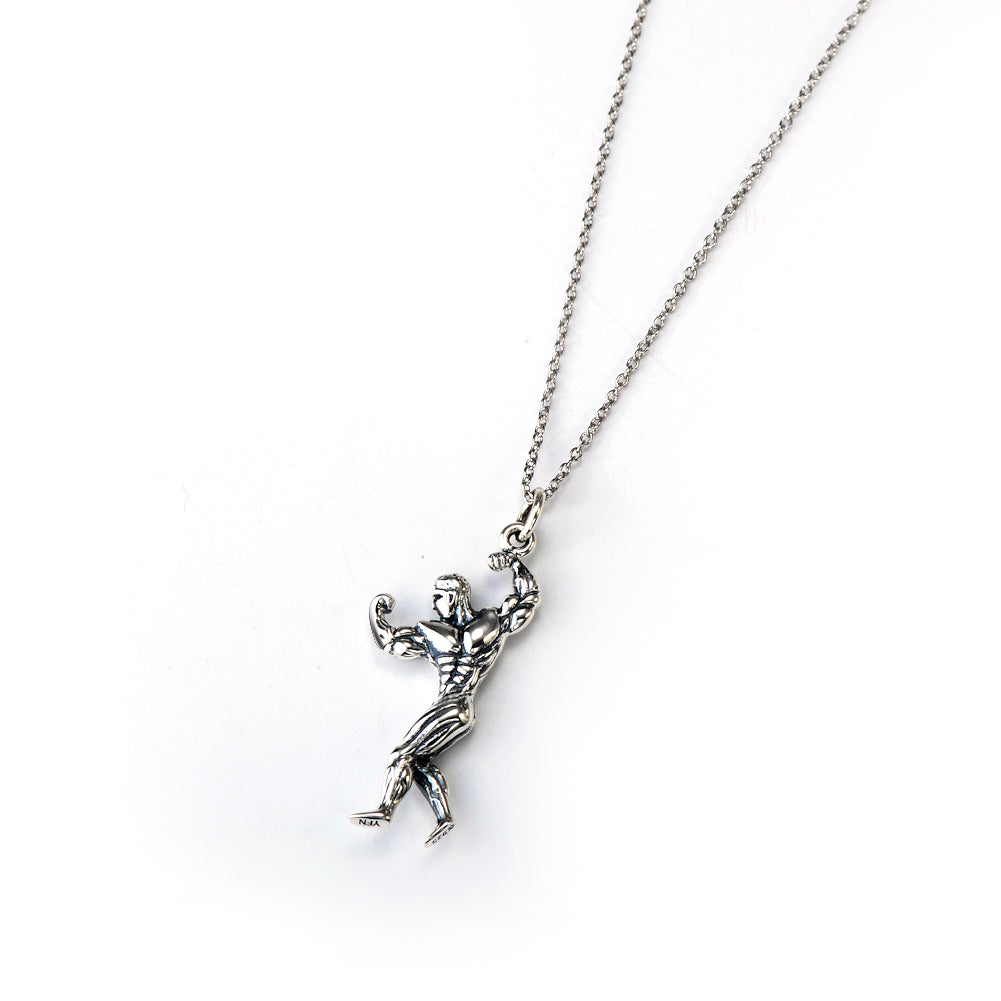 Muscle Man Pendant 925 Sterling Silver Necklace Angelwarriorfitness.com