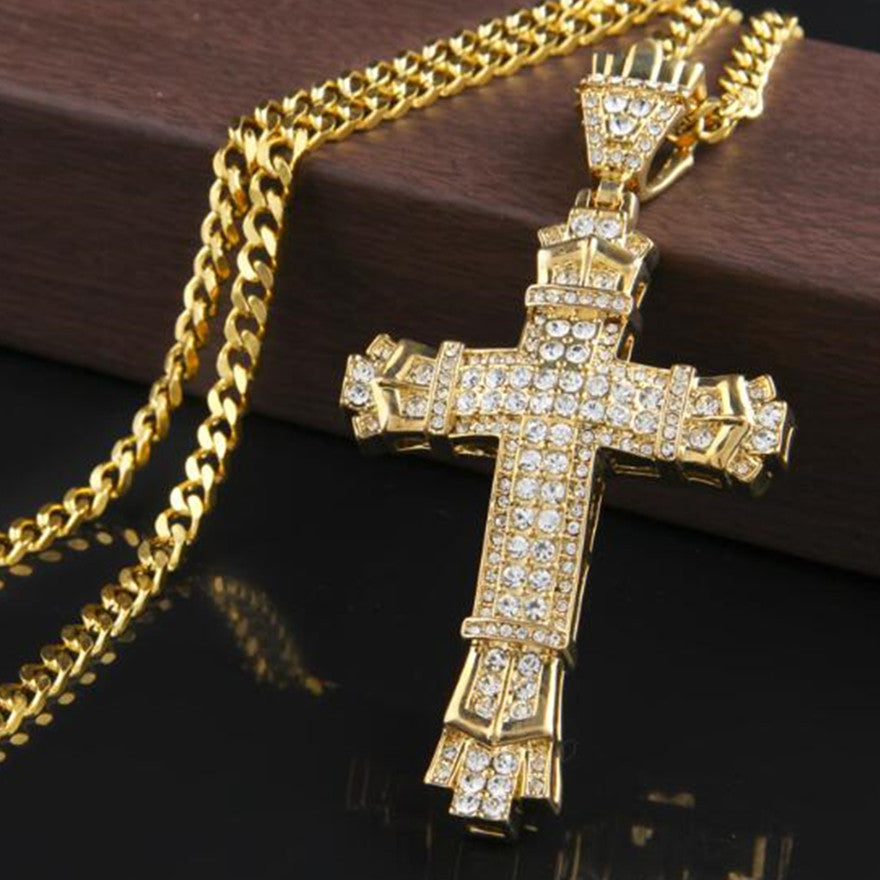 Iced Out Mens Cross Necklace Angelwarriorfitness.com