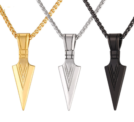European America jewelry men stainless steel spear necklace with chain Angelwarriorfitness.com