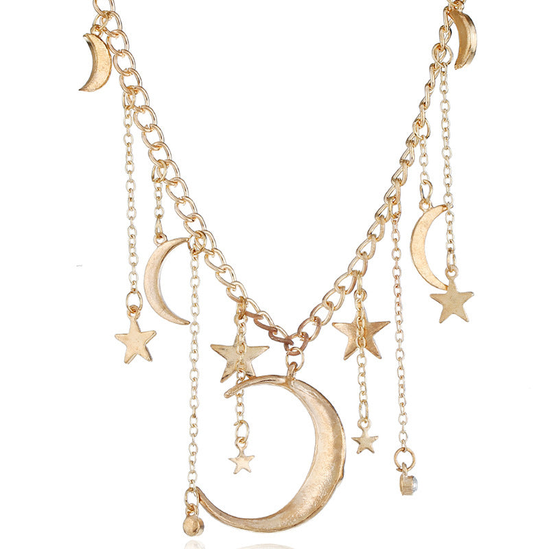 Star Moon Lady Short Necklace Angelwarriorfitness.com