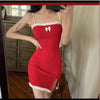 Christmas Annual Party Dress Winter Sexy Tight-fitting Split Hip Red Dress Angelwarriorfitness.com