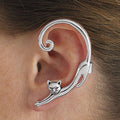 Single Piece Punk Style Cat Post Earring with Ear Cuff Rock Animal Black Stud Earring Angelwarriorfitness.com